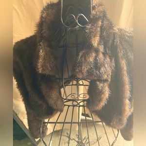 Brown crop faux fur jacket, size M